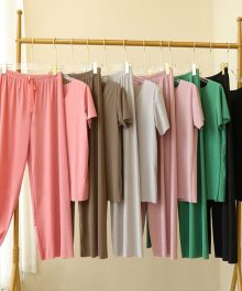 Ice Silk T-Shirt And Wide-leg Pants Two Piece Set